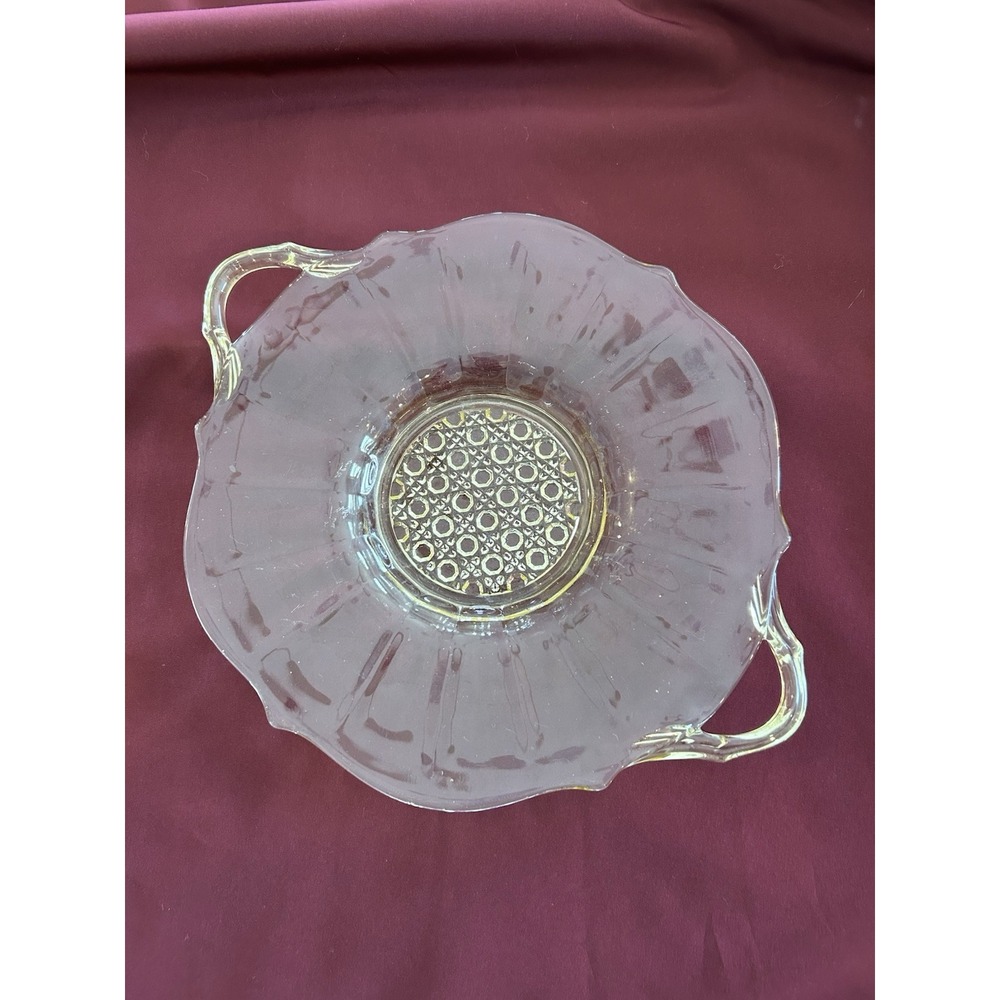 1930s Pauline Topaz‎ Depression Glass Server W/Handles